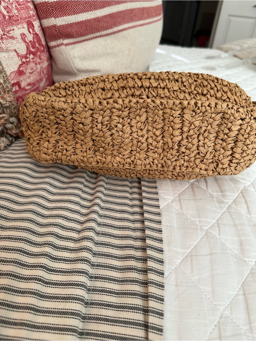 J Crew hand knotted straw shoulder bag NWT - Picture 4 of 6